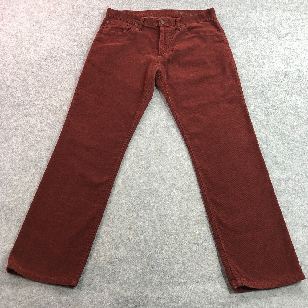 Gap 1996 Mens Corduroy Pants 32x32 (Fits 32x30) Burgundy Straight Leg Mid Rise